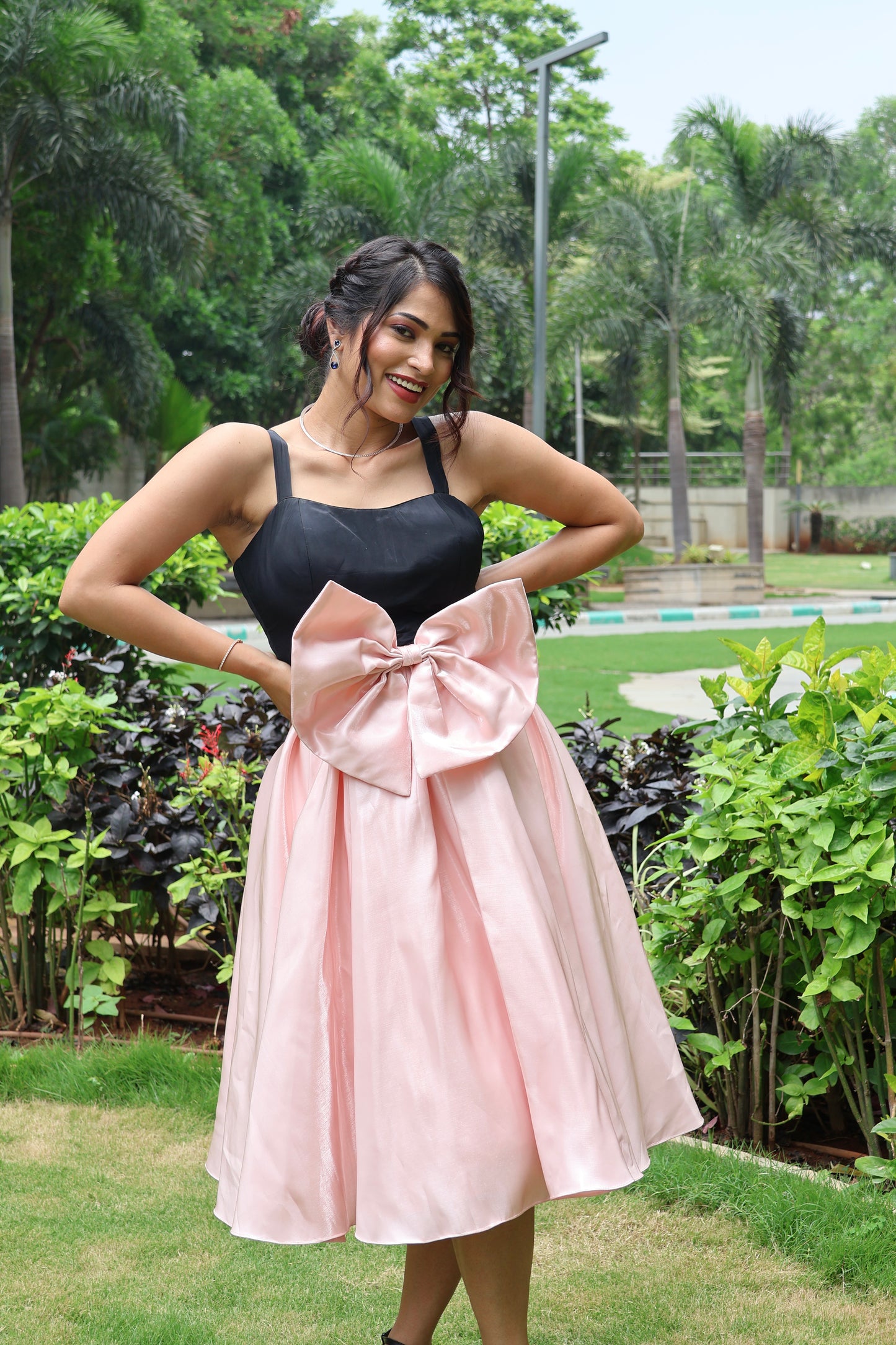 Black and Pink Bow Dress