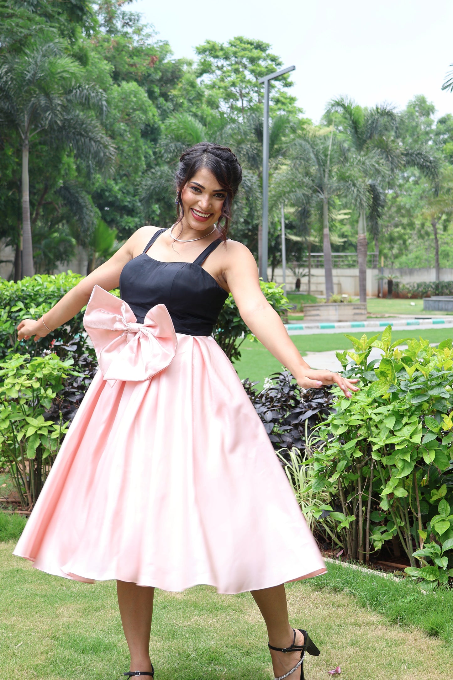 Black and Pink Bow Dress