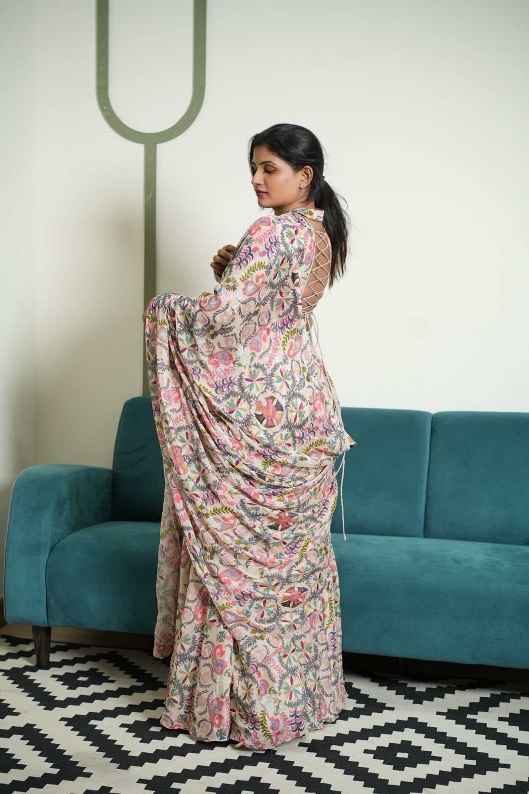 Printed Beige Lehenga
