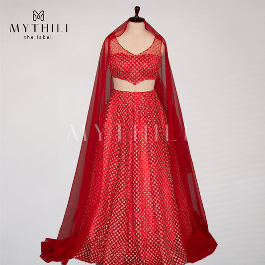 RED LEHENGA