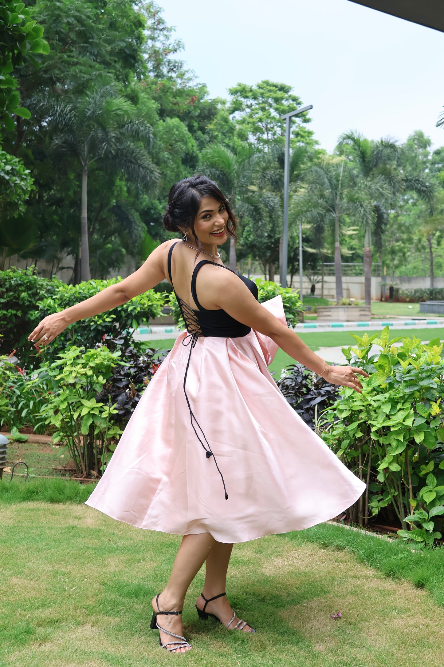 Black and Pink Bow Dress