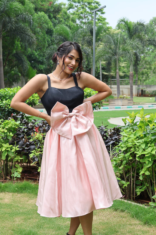 Black and Pink Bow Dress