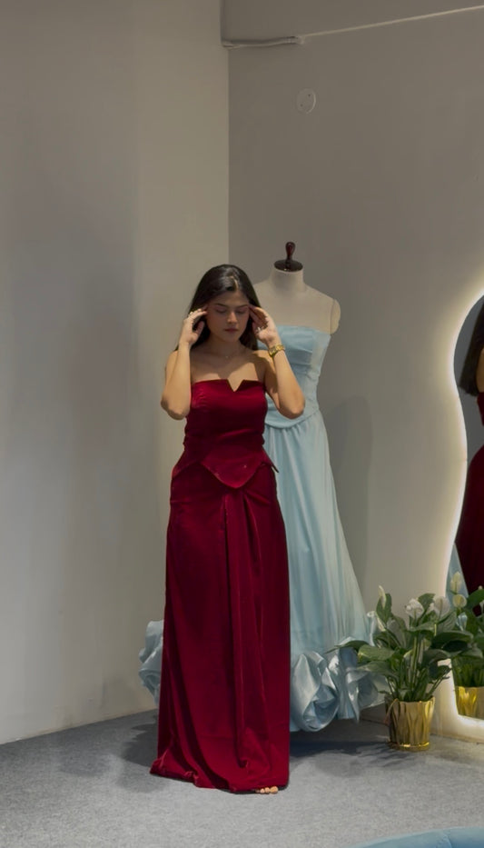 Crimson Velvet Gown