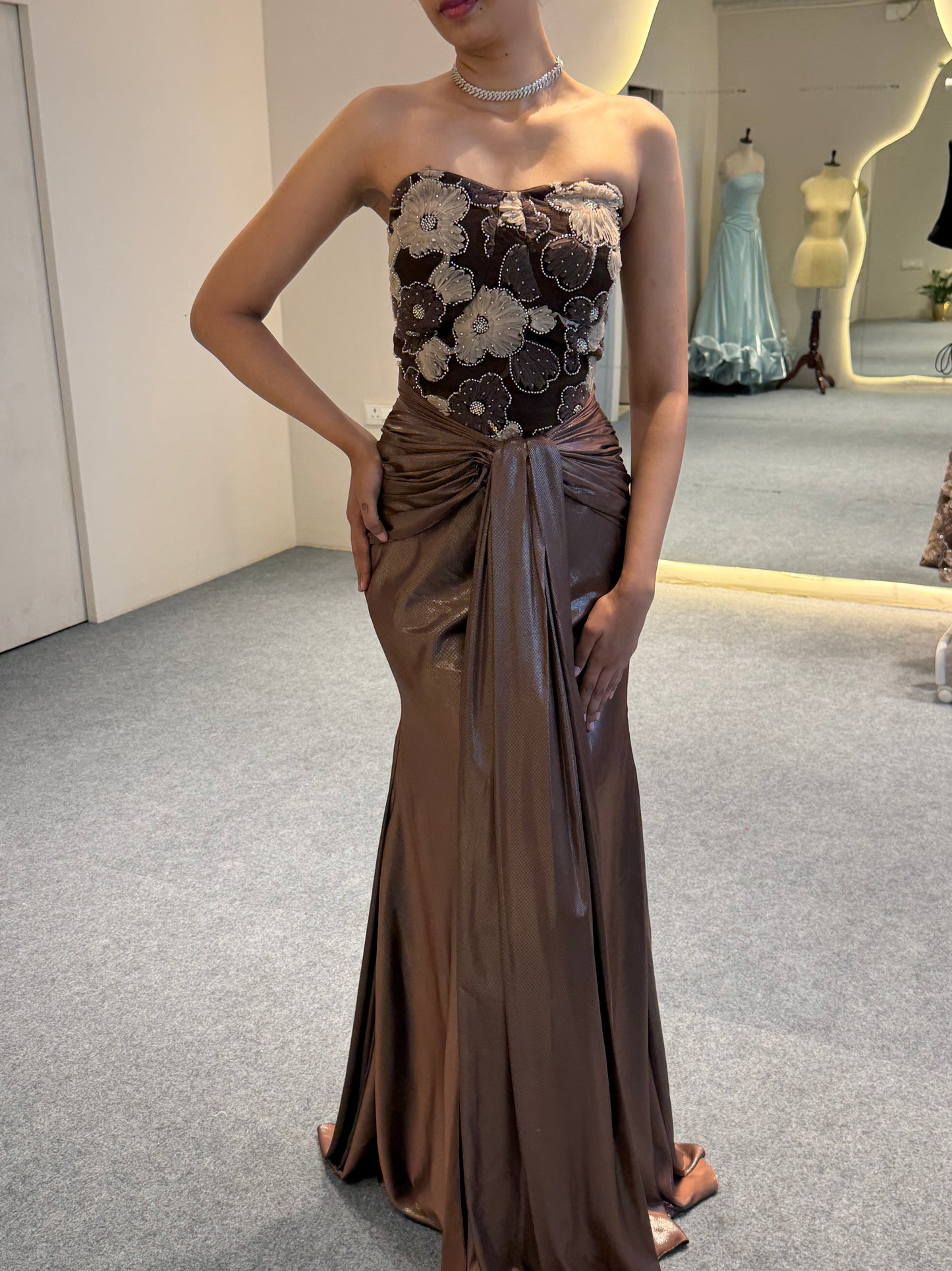 Mocha Drape Gown