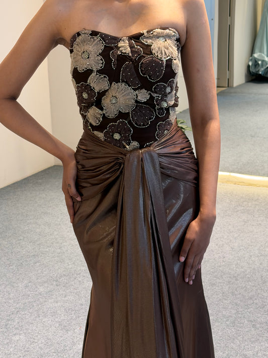 Mocha Drape Gown