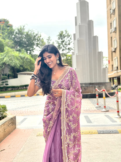 Lilac Saree with Blouse