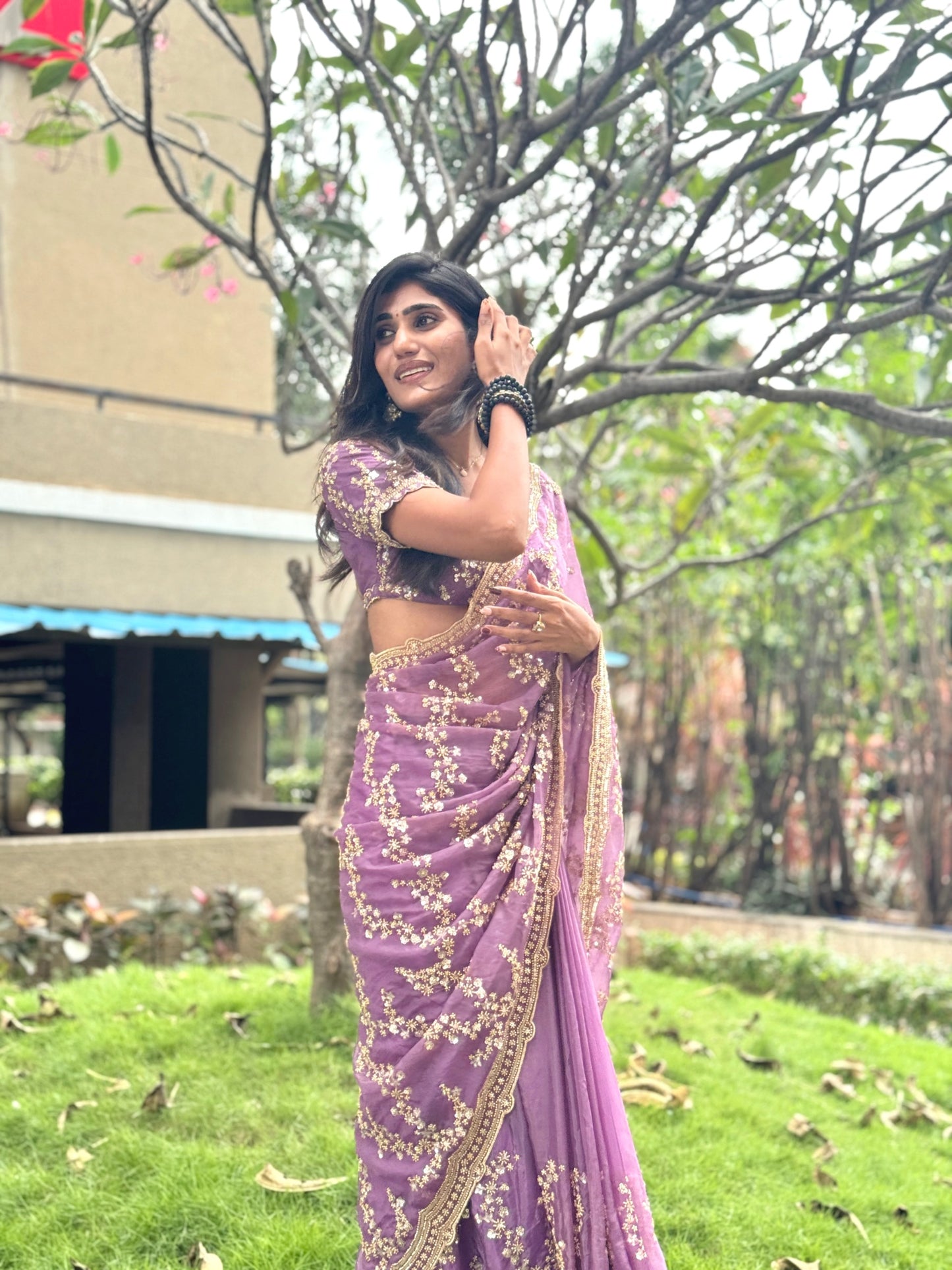 Lilac Saree with Blouse