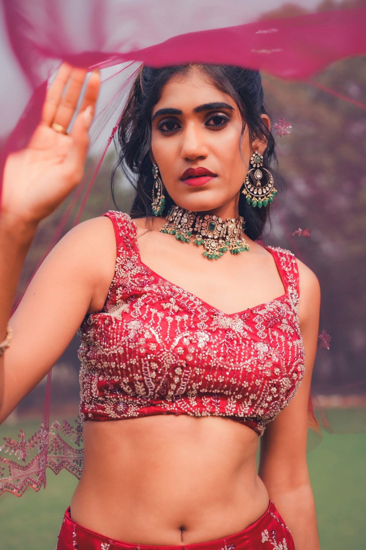 Crimson Mermaid Lehenga