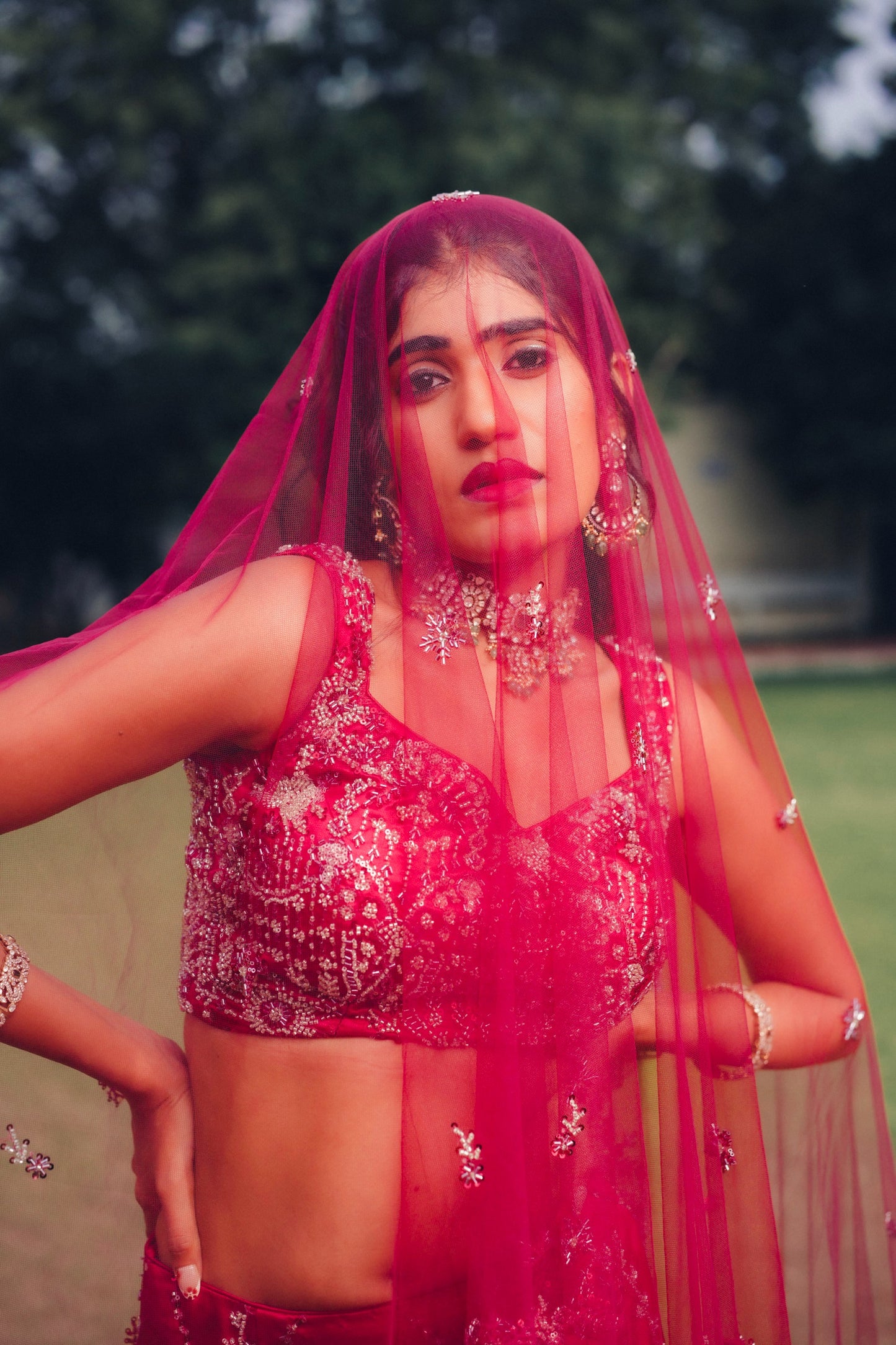 Crimson Mermaid Lehenga