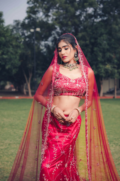 Crimson Mermaid Lehenga