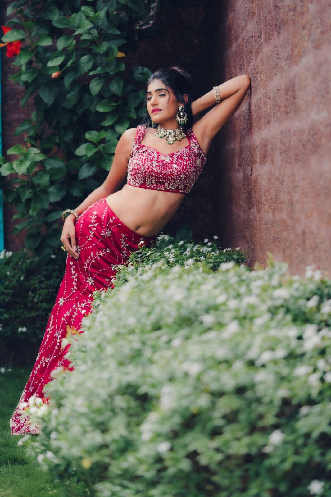 Crimson Mermaid Lehenga