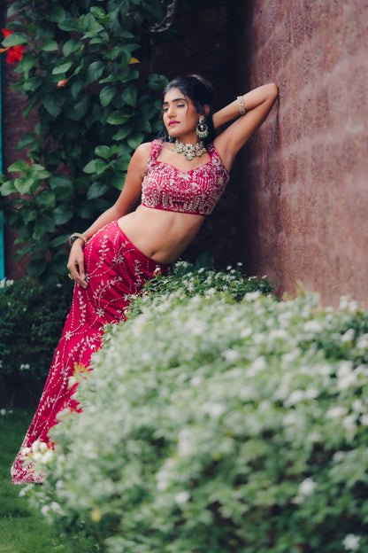 Crimson Mermaid Lehenga